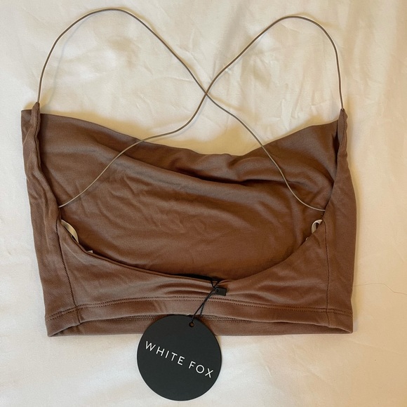 White Fox Boutique Crash The Party Crop Mocha - Small - Picture 7 of 9